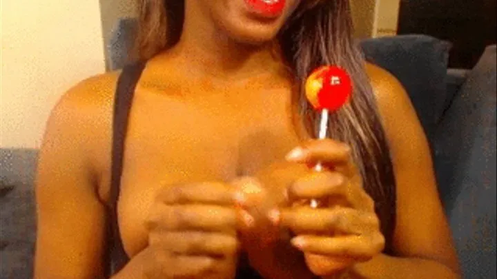 Sucking Lollipop and Spitting All Over TITS!!!