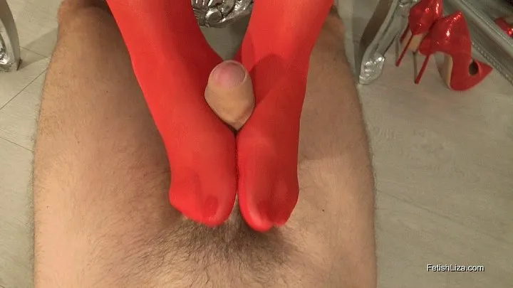 Wolford Red Satin Touch Footjob