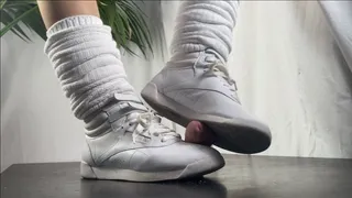 A Shoejob Date with a Cheerleader in Reebok Freestyle Sneakers and Slouch socks - CBT, Shoejob, Sneakerfetish and POV Views - Huge cumshot - slavecam only