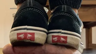 A Shoejob with Black Vans old Skool and black Vans Socks - Double cam HD