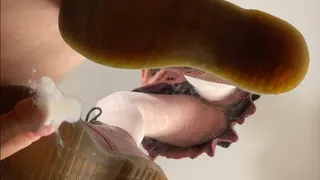 A Shoejob with well worn Doc Martens - CBT - POV and underglass cumshot - doublecam