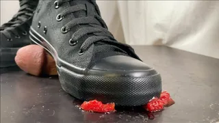 A Shoejob dream comes true - Foodcrush and Cbt on cock with kneehigh Converse Chucks sneakers ( no Originals) and fishnets - multi