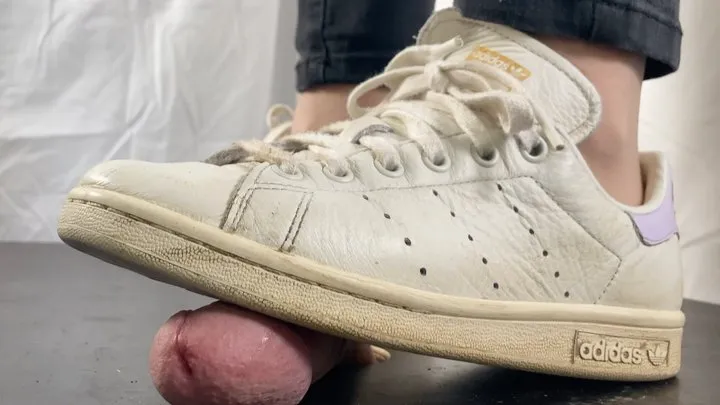 A Shoejob in well worn Adidas Sneakers and sheer nylons - CBT and cockcrush in Adidas Stan Smith shoes - POV Views - multi