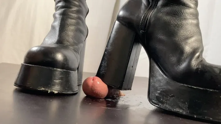 A Bootjob Dream comes true - CBT and Shoejob with Tramplegirl using her Buffalo T24400 Platform Boots - cockcrush and Handjobfinish on boots - multi