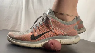 A Shoejob with no mercy - CBT and Cocktrampling in very well worn Nike Free sneakers - slave