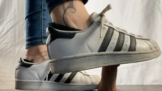 A Cockcrushing Dream in Adidas Superstars - CBT and Shoejob with huge cumplosion under sneakers - slave