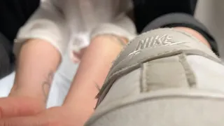 A CBT and Shoejob Dream in well worn and dirty white Nike AF´s - slavecam