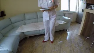 Mega Wetting of a Nurse in White