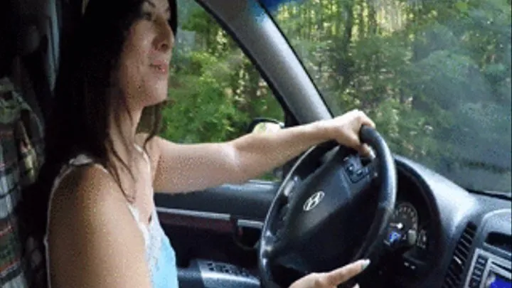 Step-Mom wetting her jeans and driver`s seat in front of her step-son