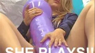 She plays with balloons