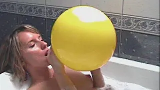 Oksana nude bathing balloon blow to pop