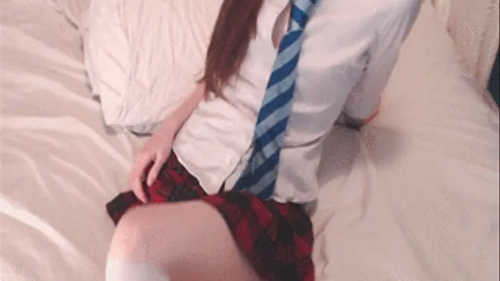 Skinny flatchested schoolgirl stripping out of school uniform