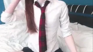 Horny schoolgirl dildo riding for step-daddy