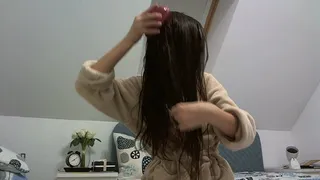 Brushing my wet thick hair