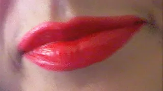 Red lips fetish. Extreme close-up to my mouth