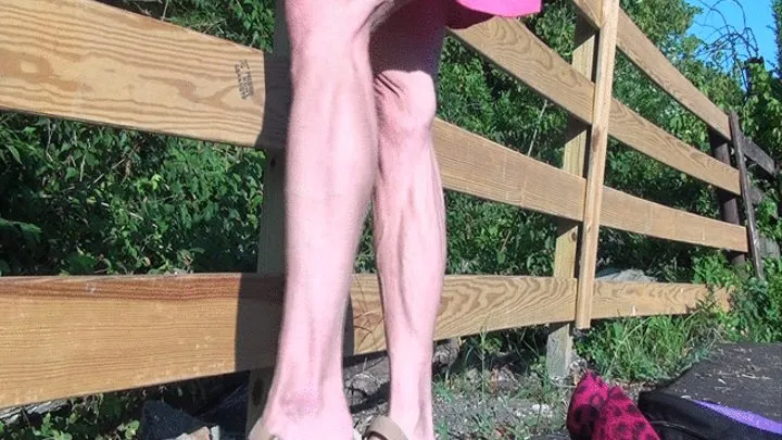 Tan sandals and pink dress