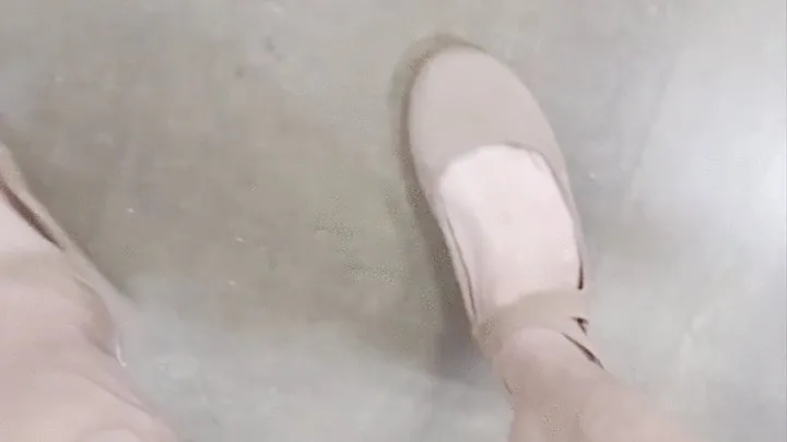 Walking around in tan flats