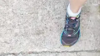 Tempest walking and flexing on the stairs