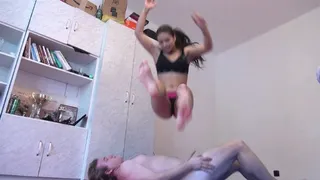 MIRA - CLASSMATE SLAVE - AFTER GYM - INHUMAN BUTT DROPS ON HIS BODY