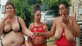 3 Girls Smoking Outside