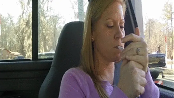 Noelle Pumping, Driving, and Smoking Cigarette in F150 in Heels and Barefoot Part II