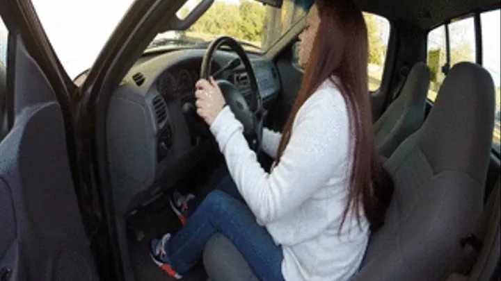 Mila Revving F150 in Sneakers, Socks, and Bare Feet