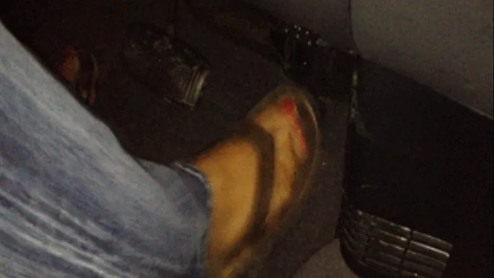Ashley Revving the F150 with Exhaust Shots Flip Flops and Barefoot