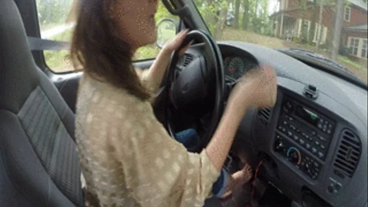 Country Girl Rush Driving and Burnouts on a Rainy Day in the Country Barefoot