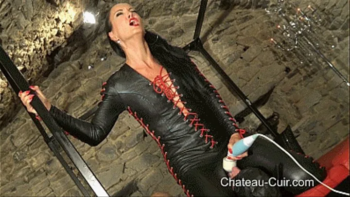 Multiple Orgasms in Leather Catsuit