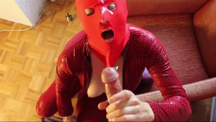 Cum On My Red Mask: Part Two - Handjob and Cumshot - CUSTOM VIDEO REQUEST