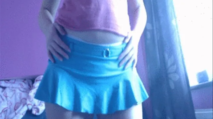 Pink Top and Blue Skirt Pad Pants Tease