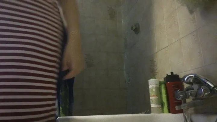 Hairy step-mom shower session