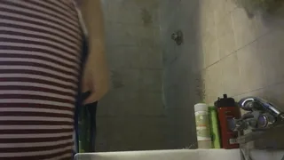 Hairy step-mom shower session