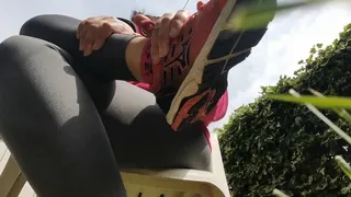 Slave sniffs my stinky sneakers