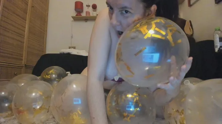 Balloon orgy and brutal orgasm