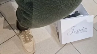 Sheer feet and new sneakers in public 4k