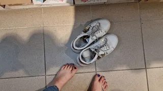 Stinky dirty feet and sneakers fetish