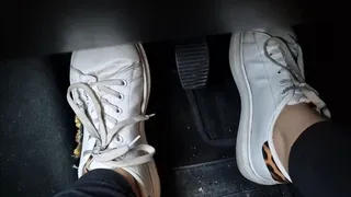 White sneakers fetish pedal pumping