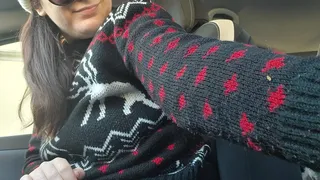 Big farts in the car tight blue leggings