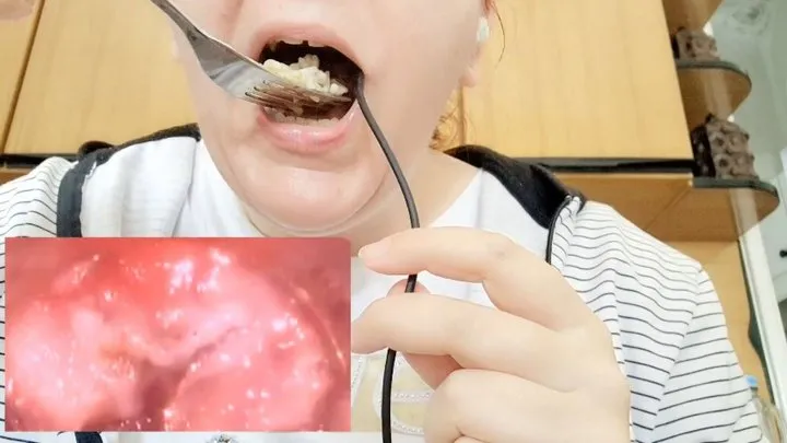 Eating rice - Swallowing large Microcamera - Extreme Vore Exploration