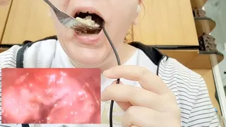 Eating rice - Swallowing large Microcamera - Extreme Vore Exploration