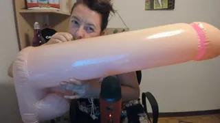 Inflating big inflatable penis in ASMR with Blue Yeti microphone