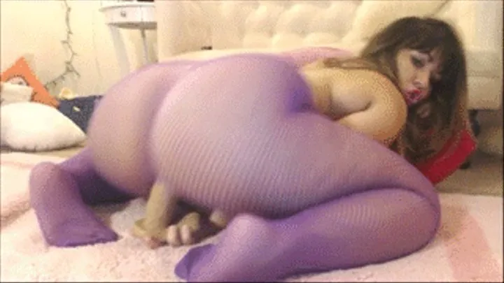 Purple Fishnet Dildo Fuck FootJob Custom