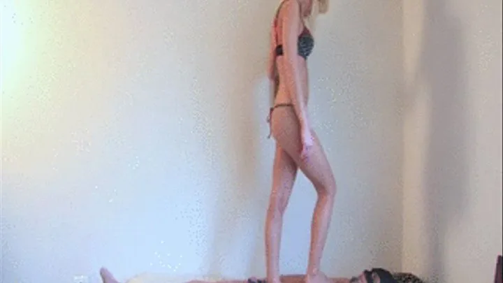 Mistress Rebecca beats slave and teases him with her feet and mouth. No cum for the loser,although.. h