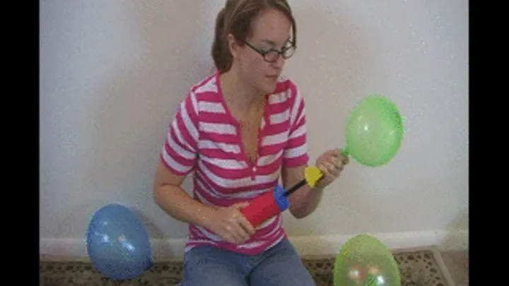 heidi blowing up and popping balloons