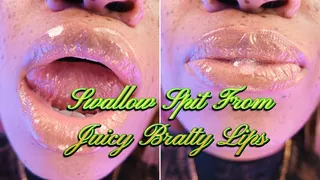 Swallow Spit From Juicy Bratty Lips- Ebony Femdom Goddess Rosie Reed Lipstick Spit Fetish Bratty Goddess Worship