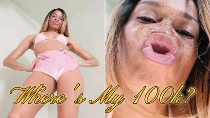 Where is My 100k?- Ebony Femdom Goddess Rosie Reed Beatdown POV Kissing Findom Domination