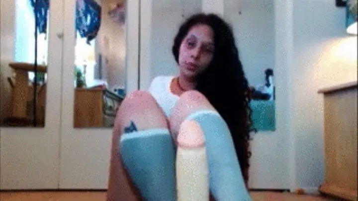 Big toy Knee sock foot job