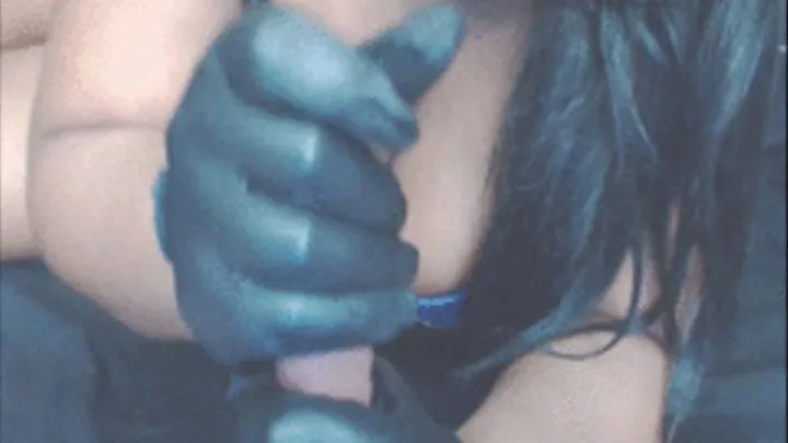 LEATHER GLOVED DILDO STROKING( )