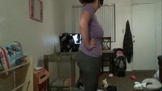 Double diapered Wifey cleans living room